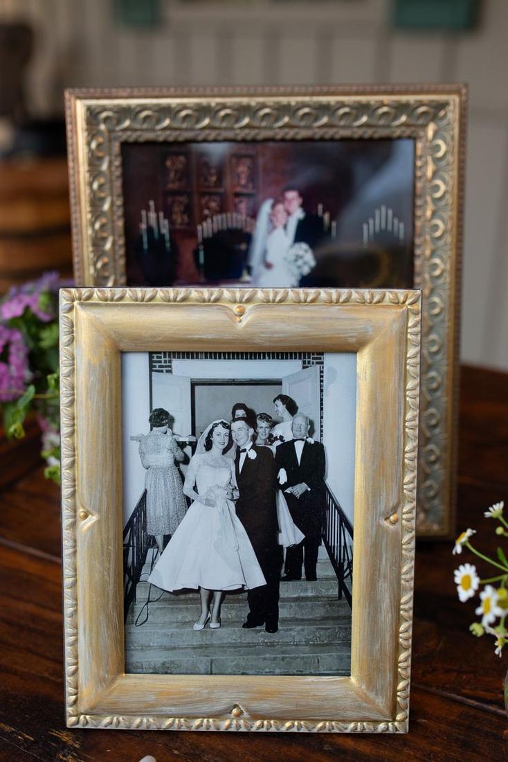 Framed family wedding photographs from past generations