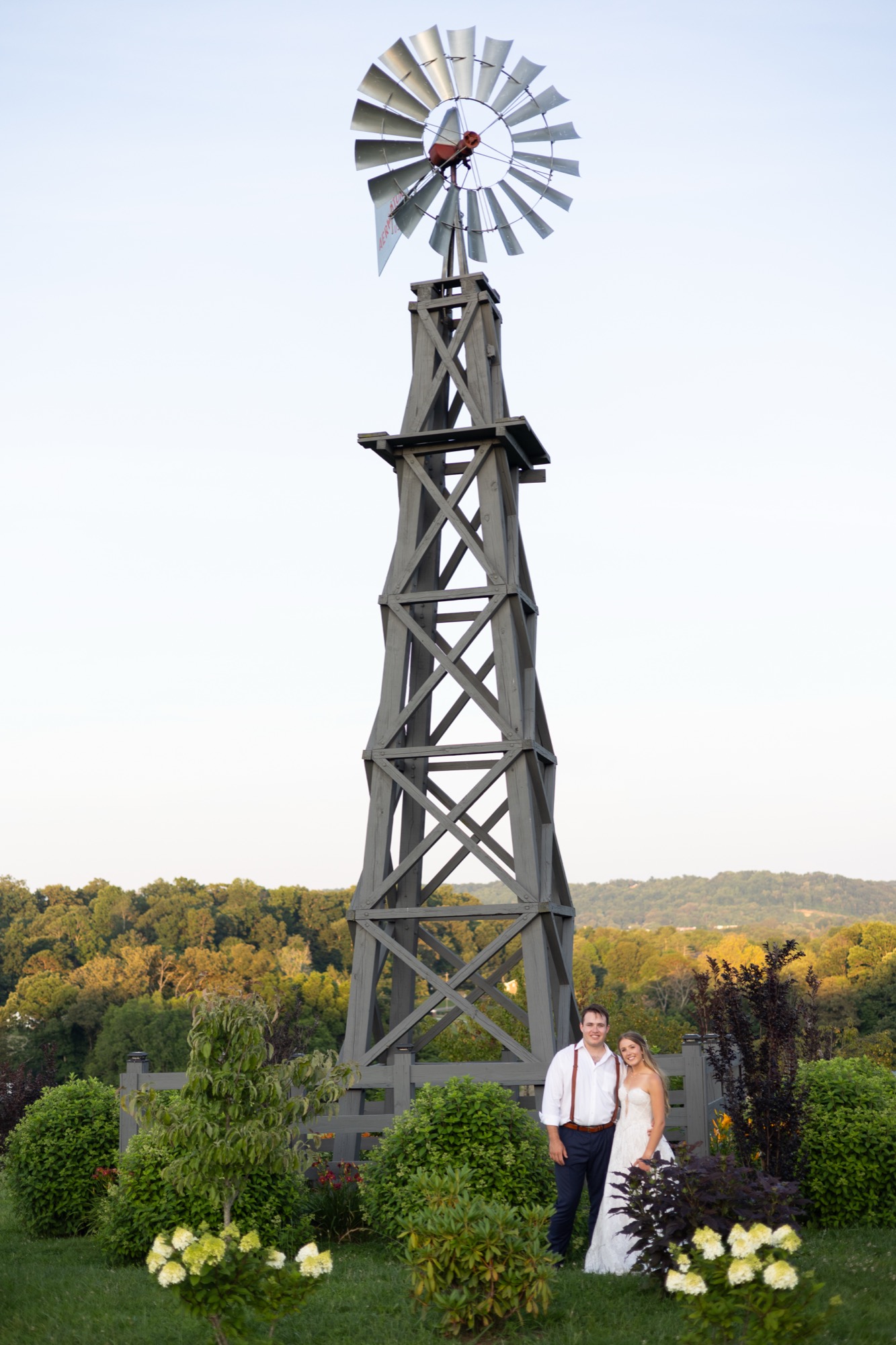 The couple beneath the windmill