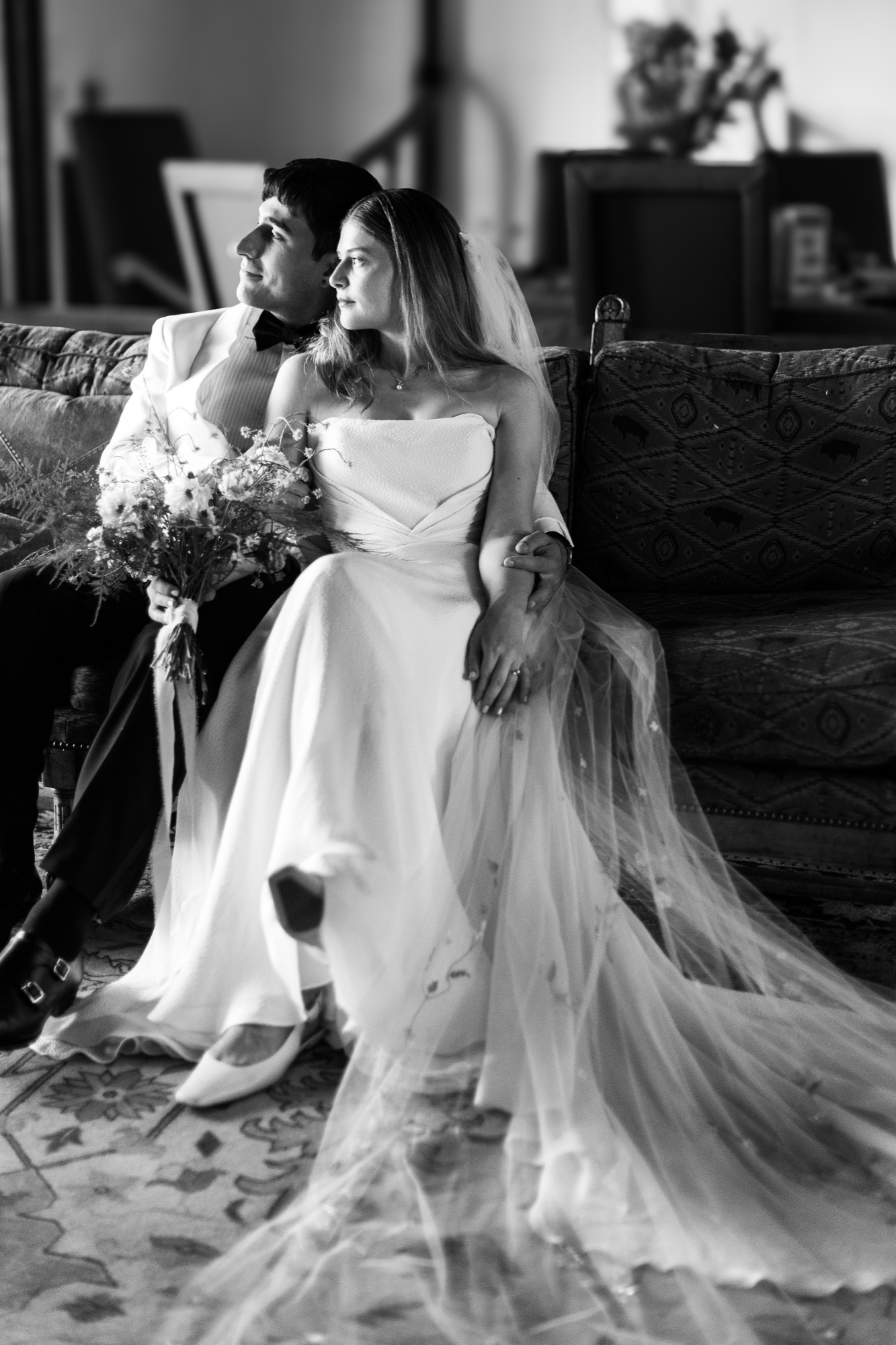 A bride in black and white