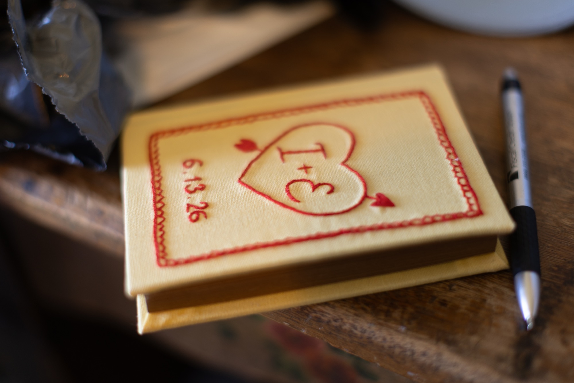 A matchbook with the couple’s initials