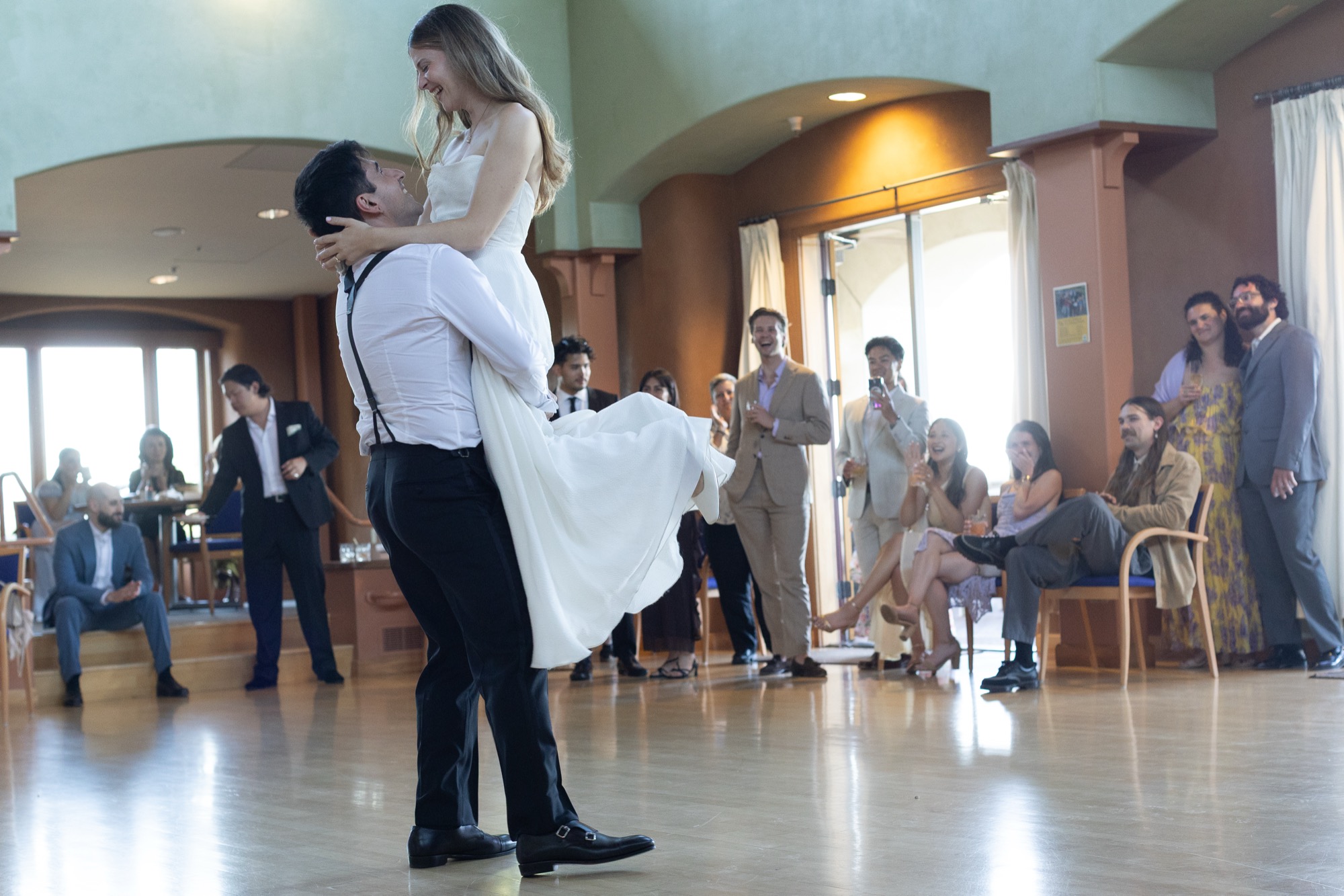 The first dance on the wooden floor