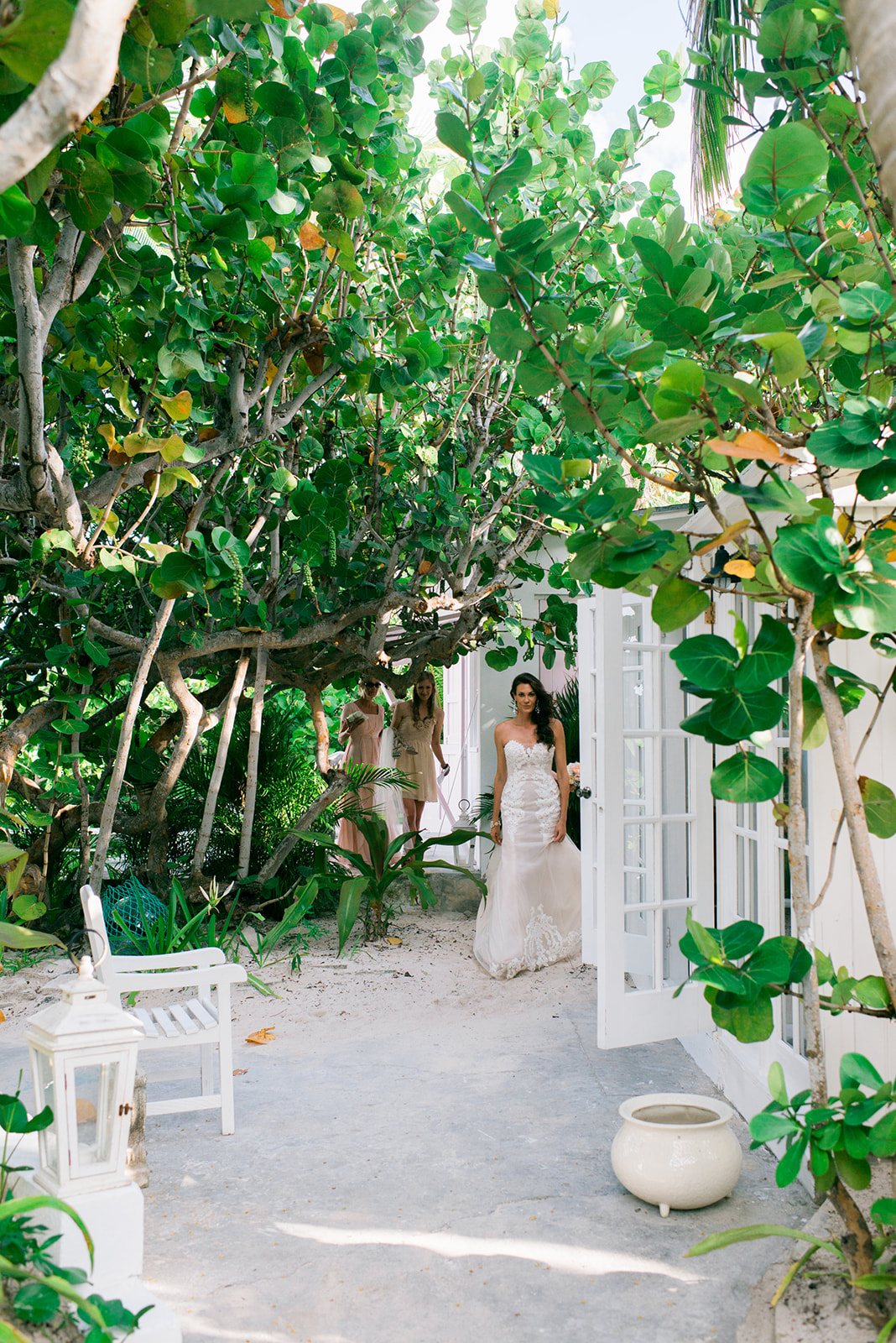 The bride on a garden path