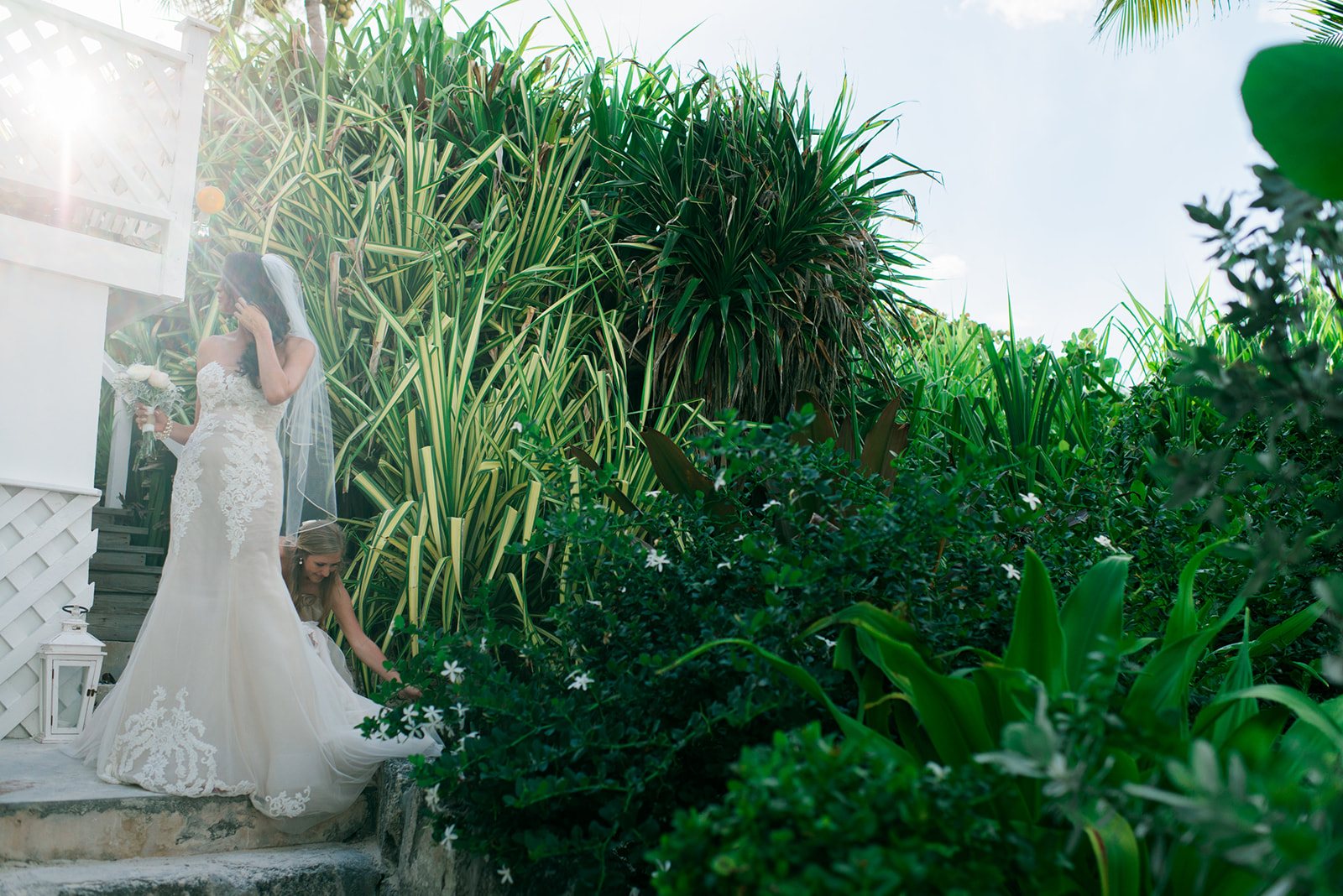 The bride among the palms