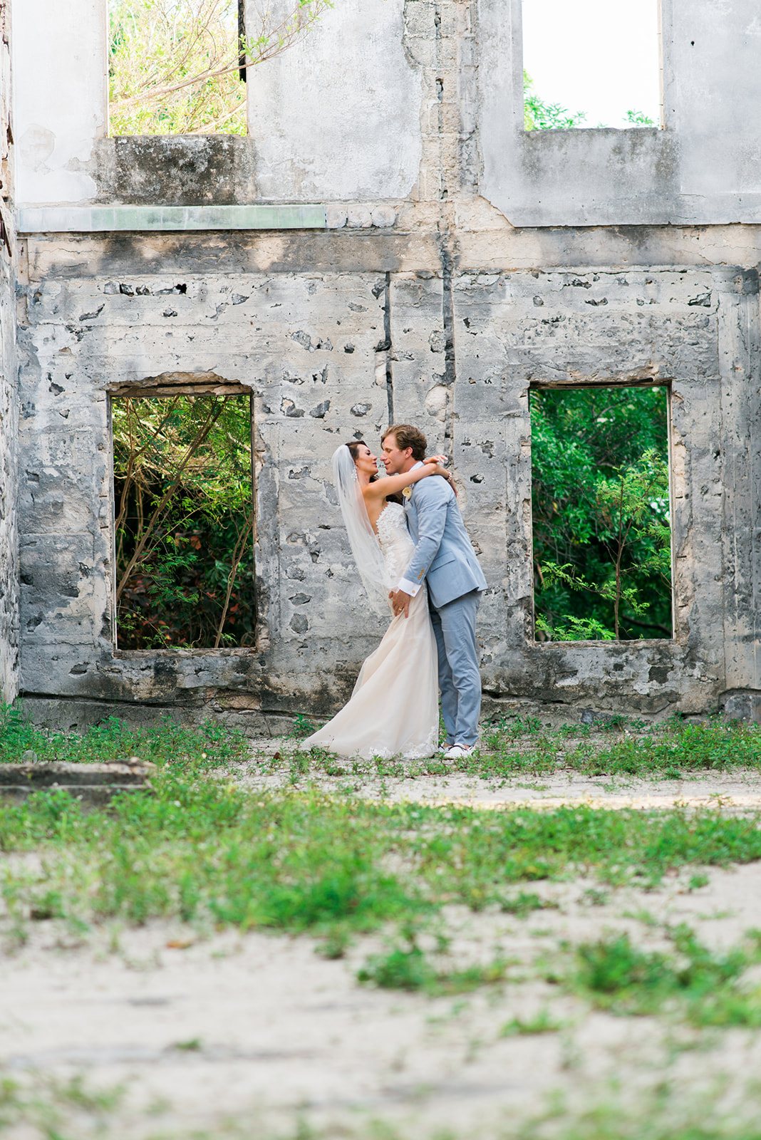 The couple in the old stone ruin