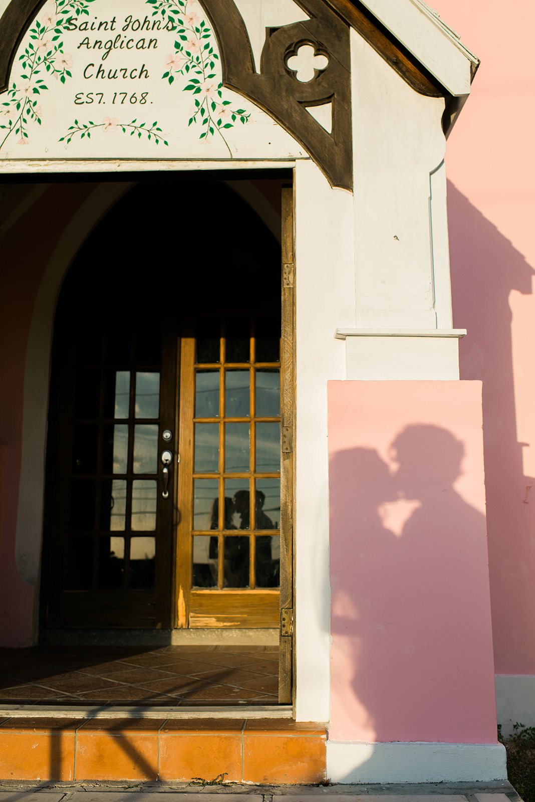 A pink chapel doorway