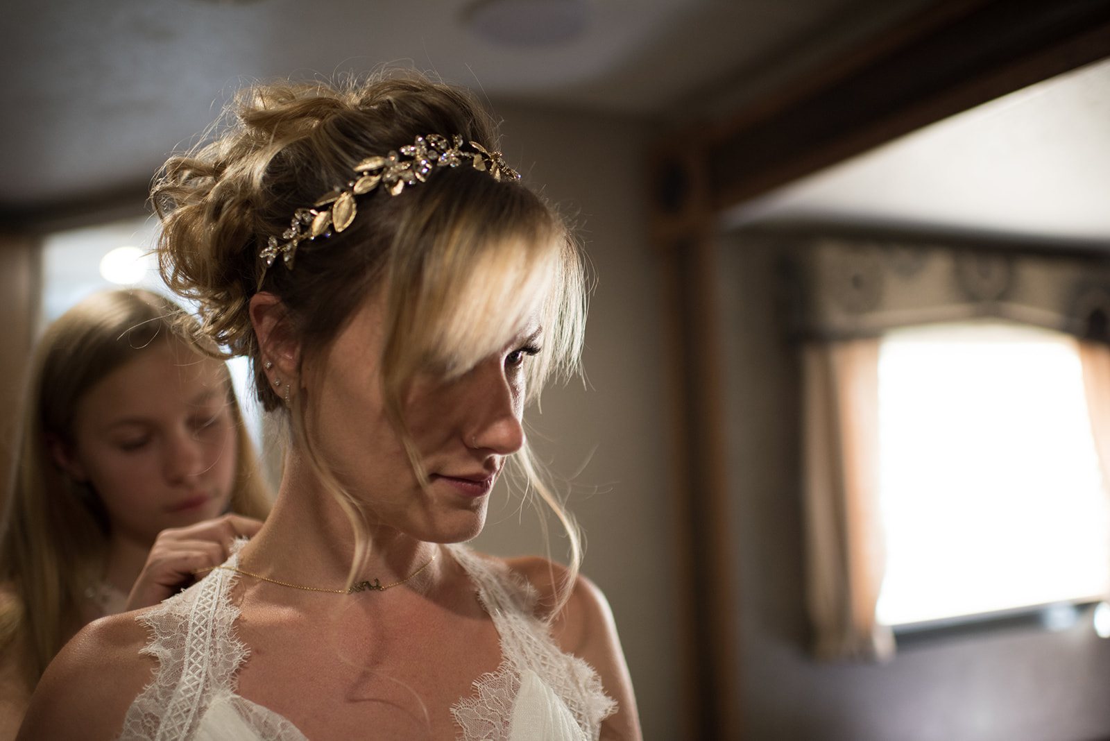 The bride getting ready