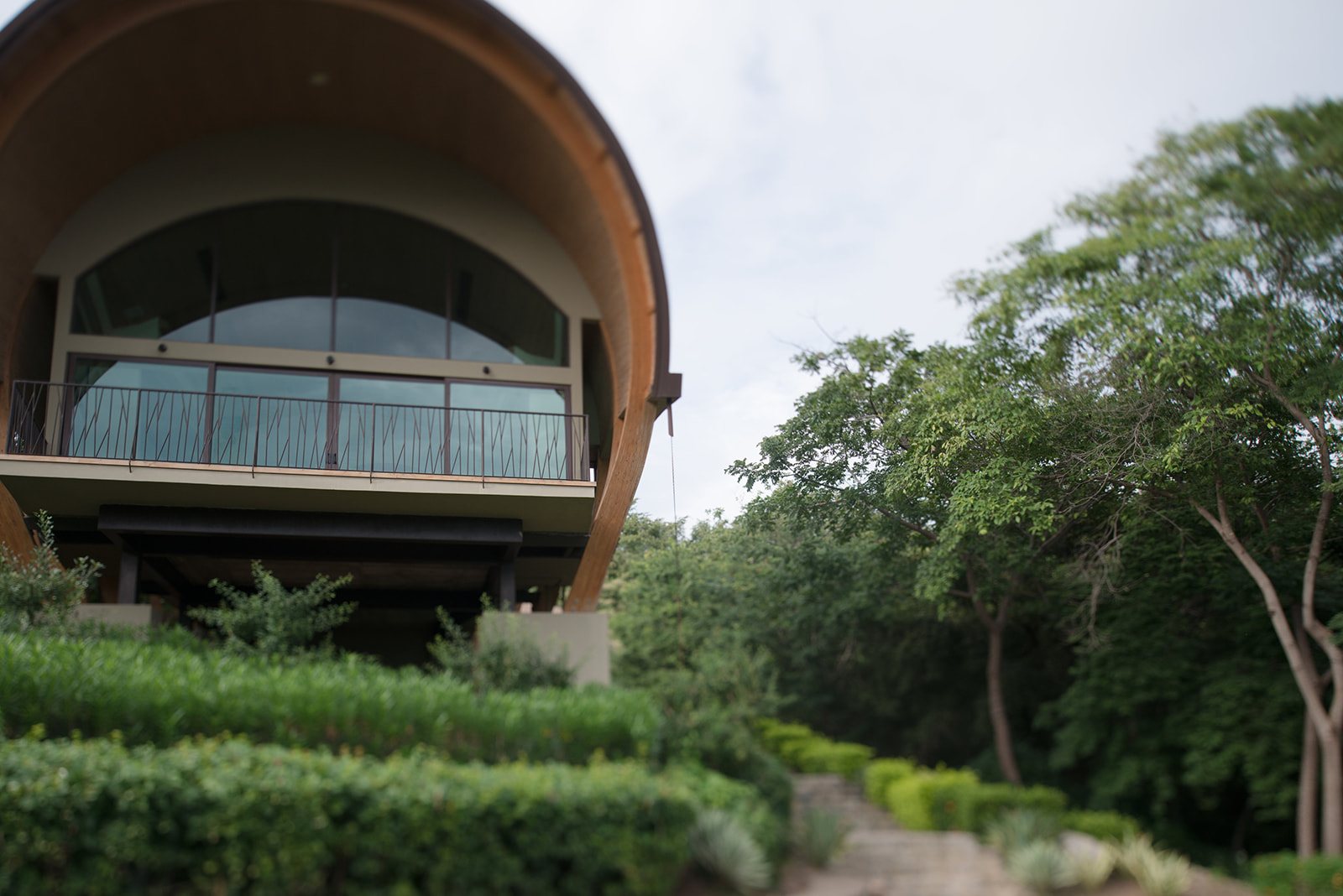 The curved wooden architecture of the Andaz Peninsula Papagayo