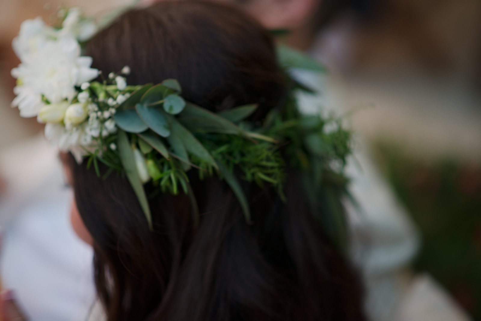 Flowers in the bride's hair