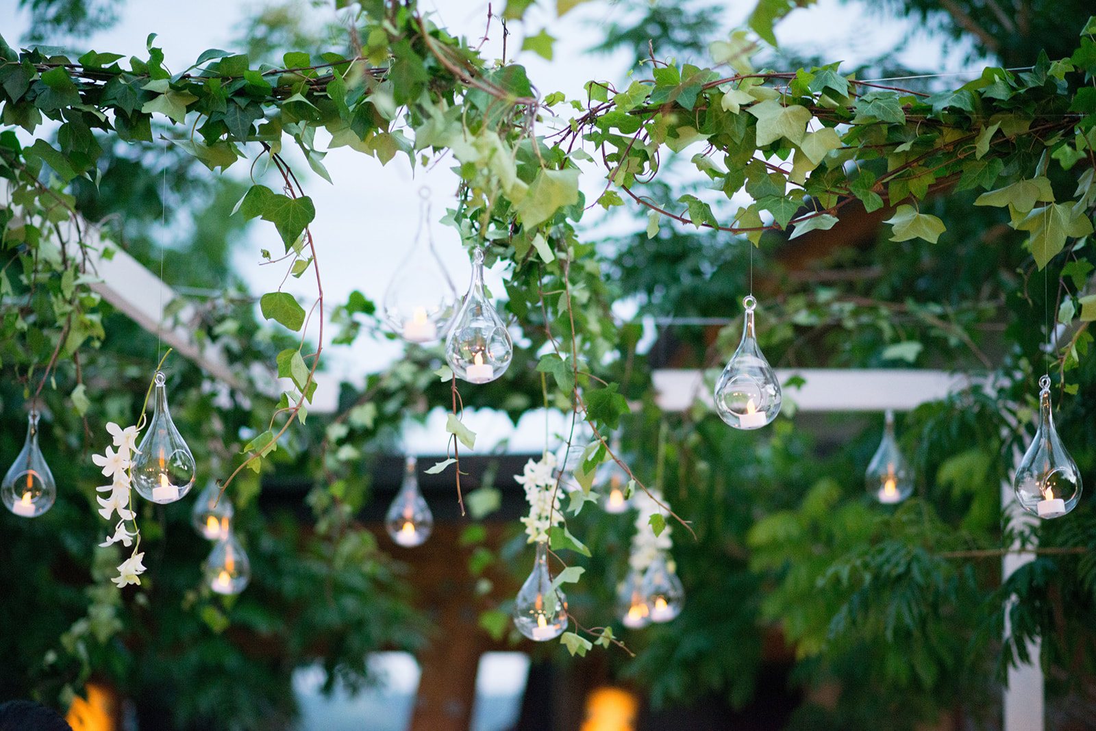 Crystal drops hanging from the trees