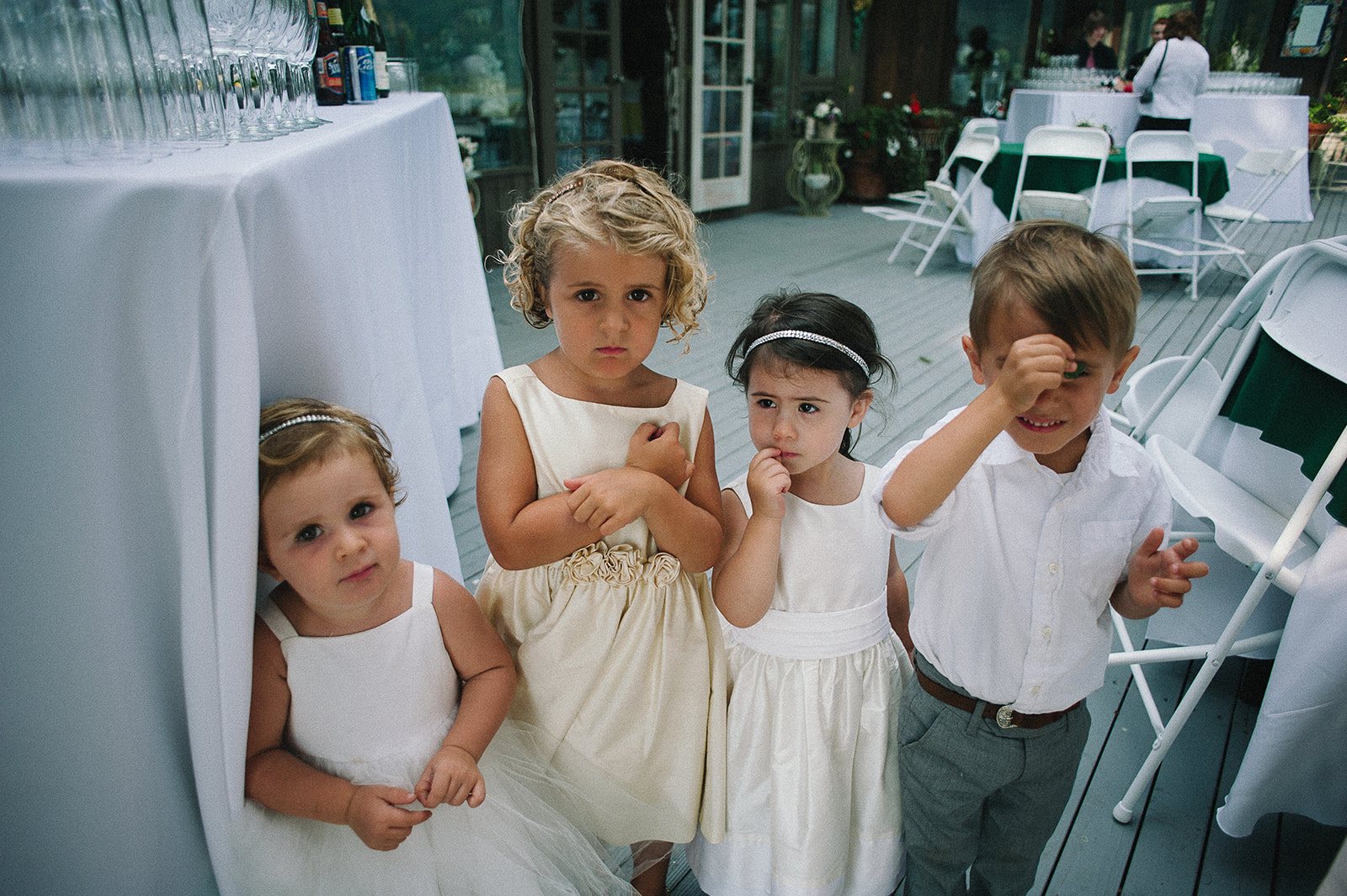 The flower girls in white