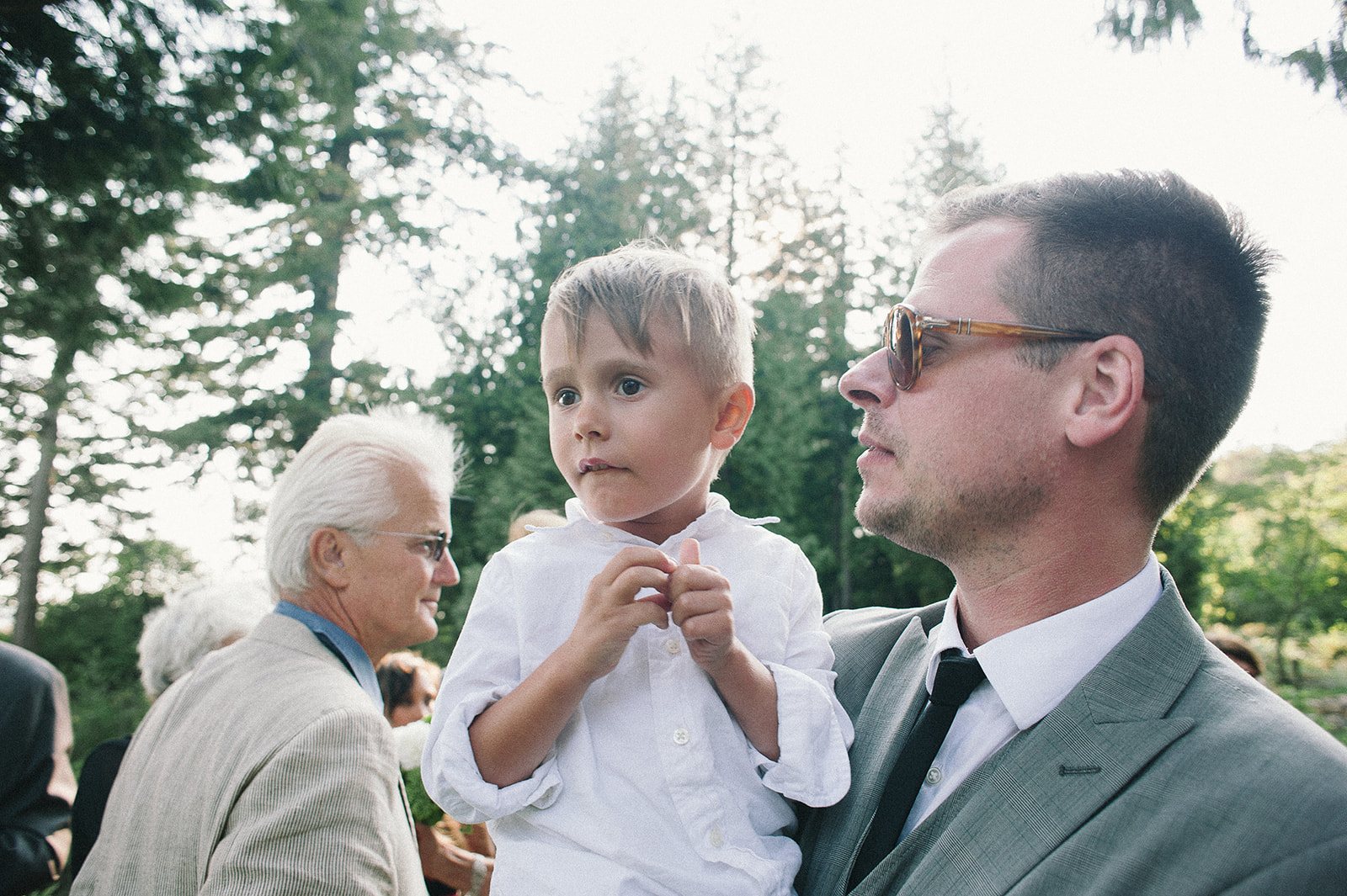 A grandfather and a small boy
