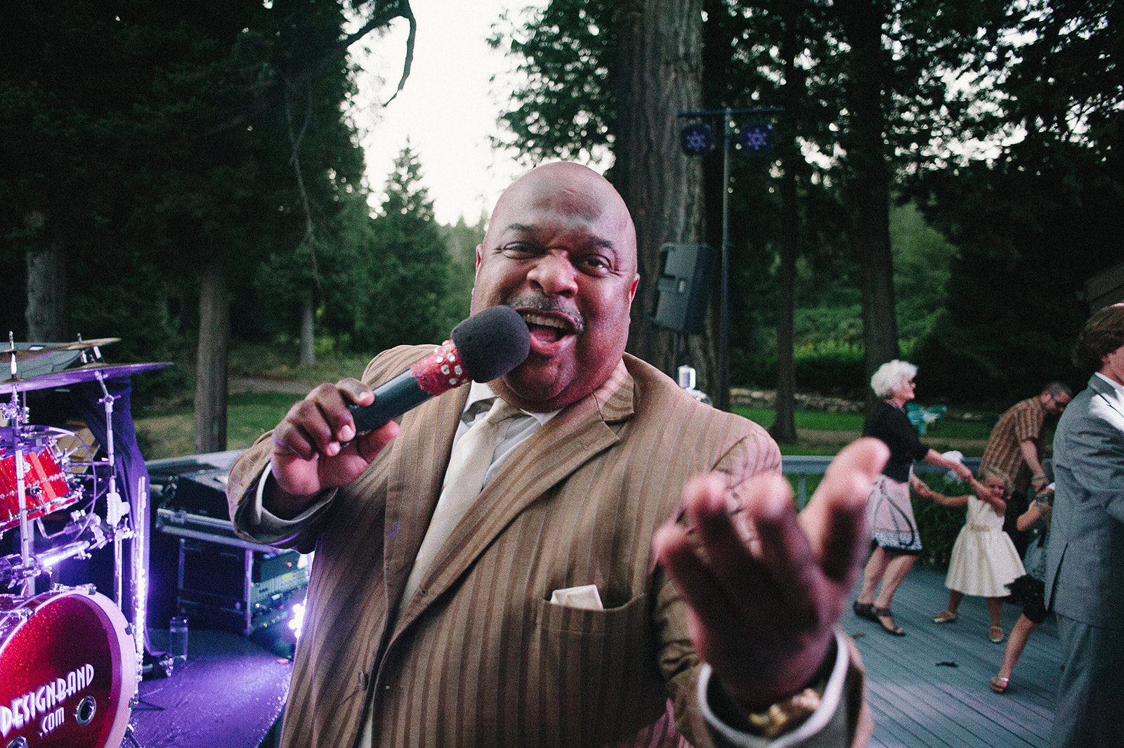 The singer mid-song